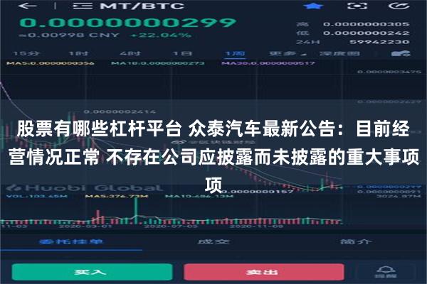 股票有哪些杠杆平台 众泰汽车最新公告：目前经营情况正常 不存在公司应披露而未披露的重大事项